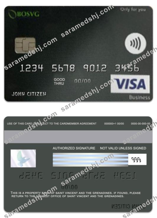 Saint Vincent and The Grenadines BOSVG visa business card